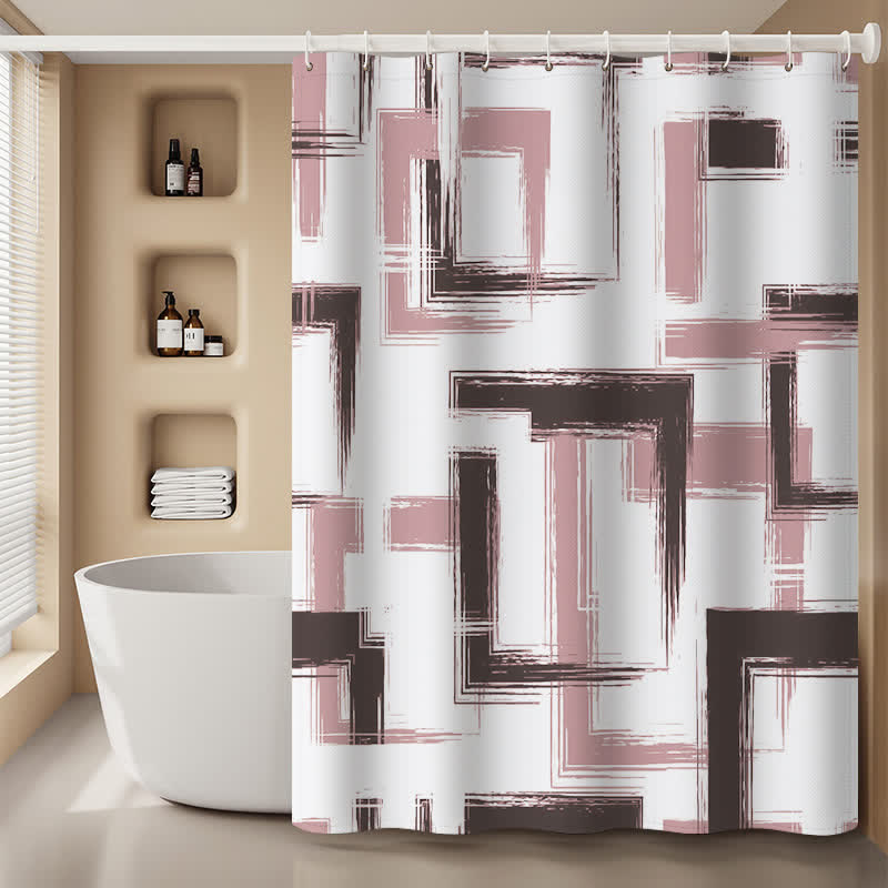 Abstract Geometric Lines Waterproof Shower Curtain