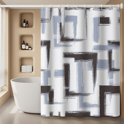 Abstract Geometric Lines Waterproof Shower Curtain