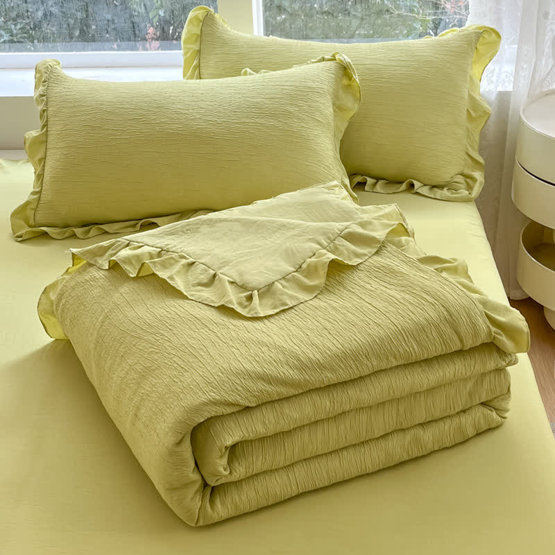 Solid Color Ruffled Summer Lightweight Quilt