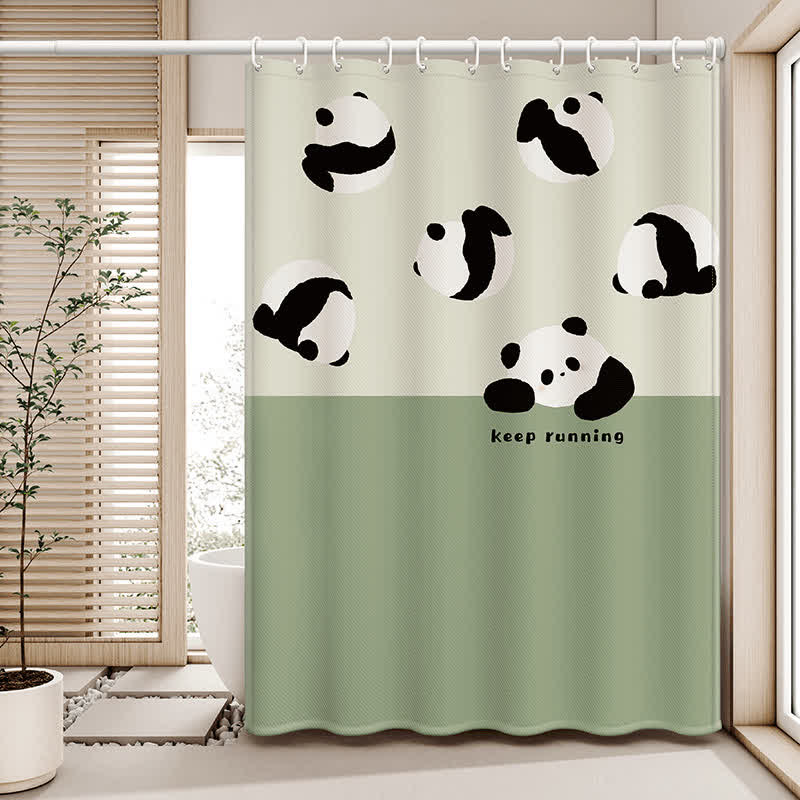 Chinese Cute Panda Waterproof Shower Curtain