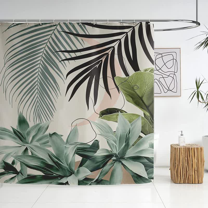 Tropical Style Leaf Decorative Shower Curtain