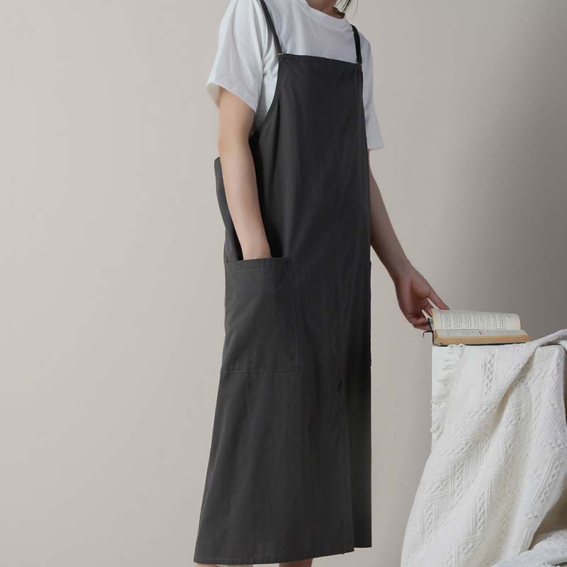 Linen Apron with Pockets, 100% Cotton, Machine Washable