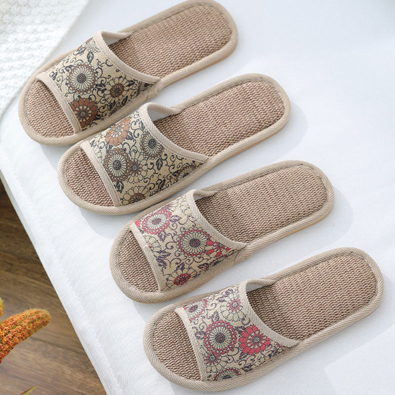 Casual Open Toe Breathable Flax Slippers