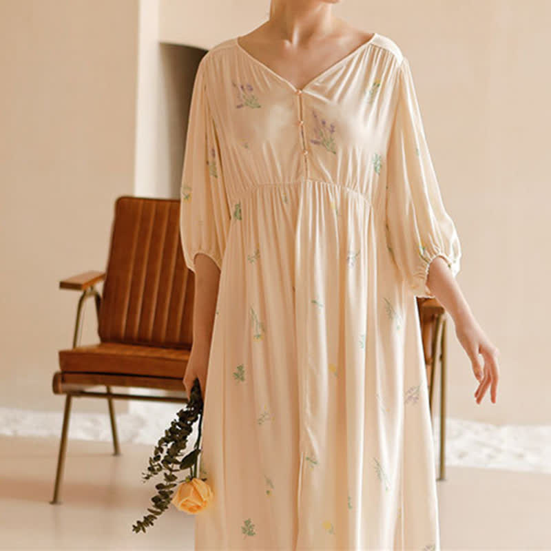 Cute Rural Style Comfy Satin Nightdress ownkoti