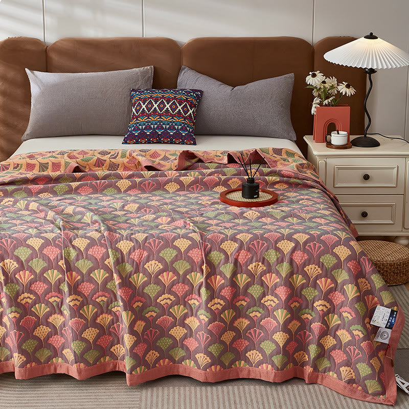 Ginkgo Leaf Fruit Cotton Reversible Quilt