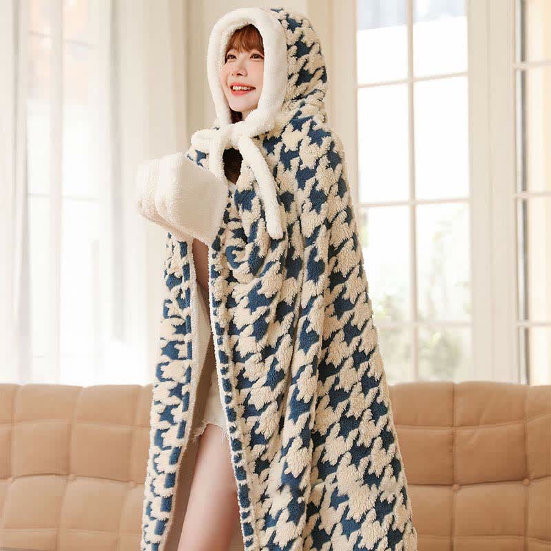 Plaid best sale hooded blanket