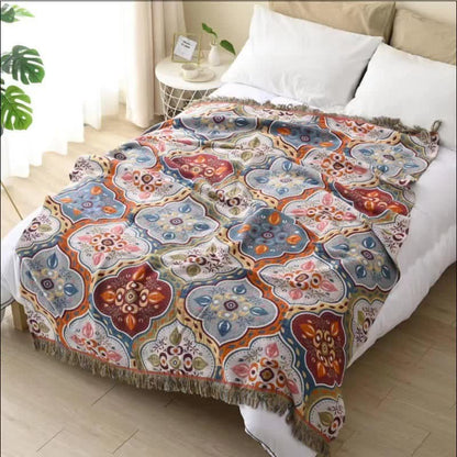 Moroccan Style Cotton Gauze Tassel Blanket