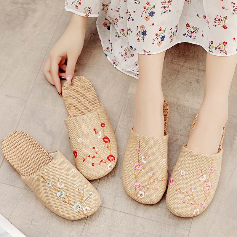 Embroidered slippers store