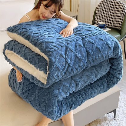Jacquard Solid Color Comfy Fluffy Blanket
