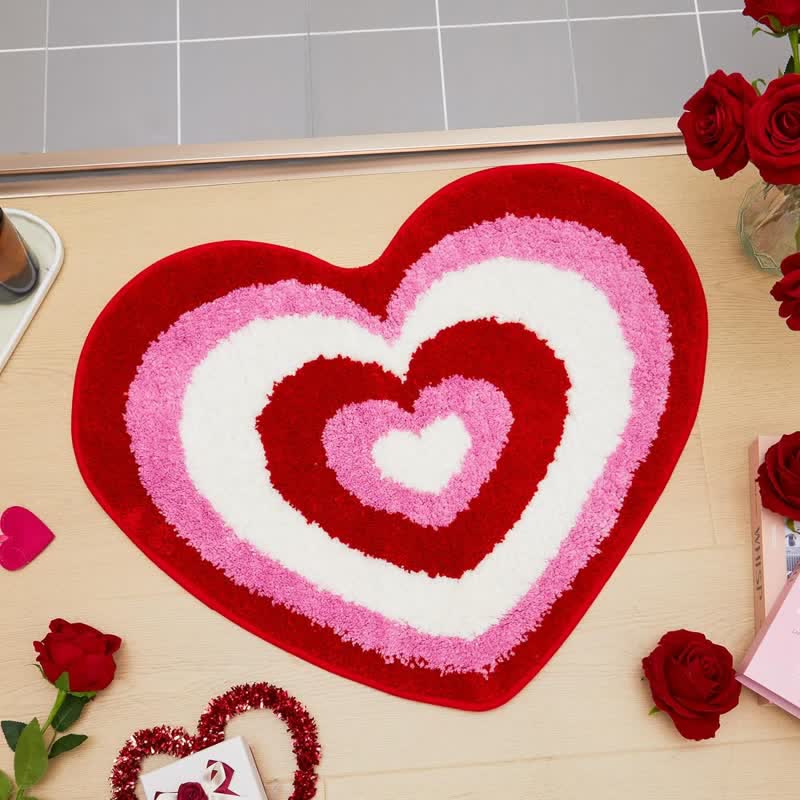 Valentine's Day Heart Shape Bath Mat ownkoti