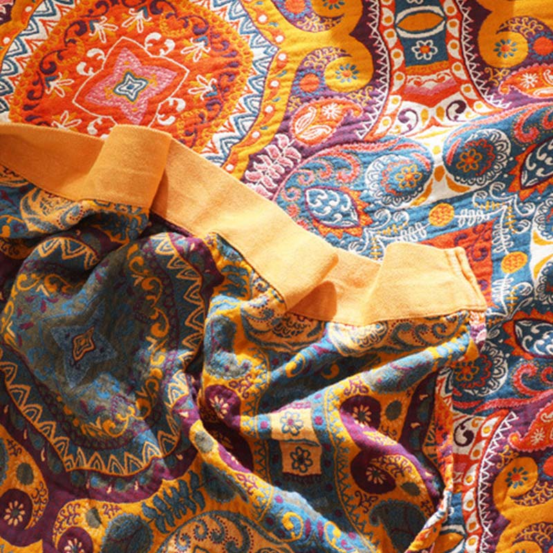 Dark Orange Comfy Reversible Cotton Quilt