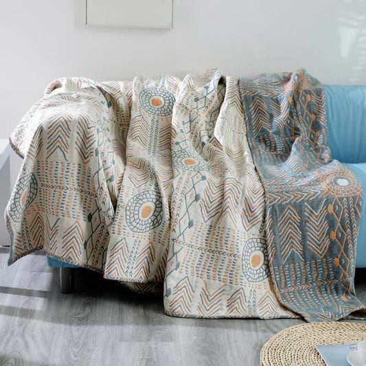 Ownkoti Cotton Striped Reversible Blanket Sofa Cover