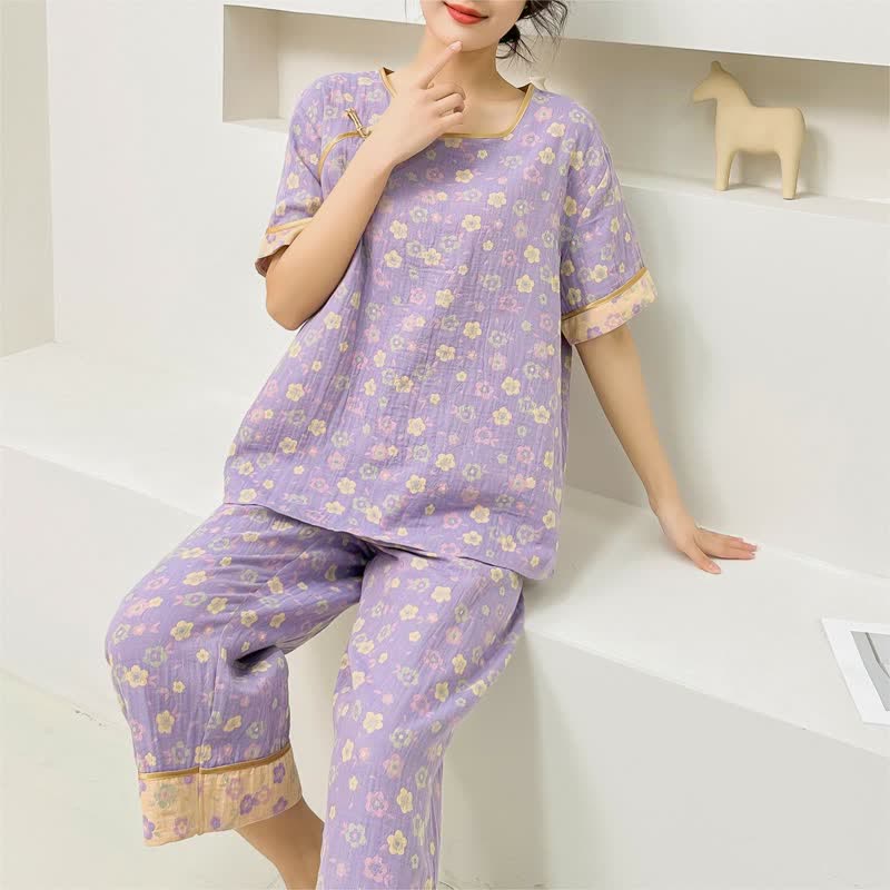 Short Sleeve Pure Cotton Pajama Set