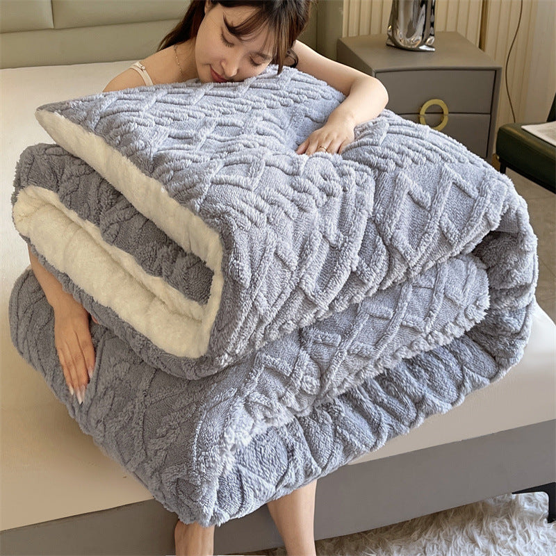 Jacquard Solid Color Comfy Fluffy Blanket ownkoti