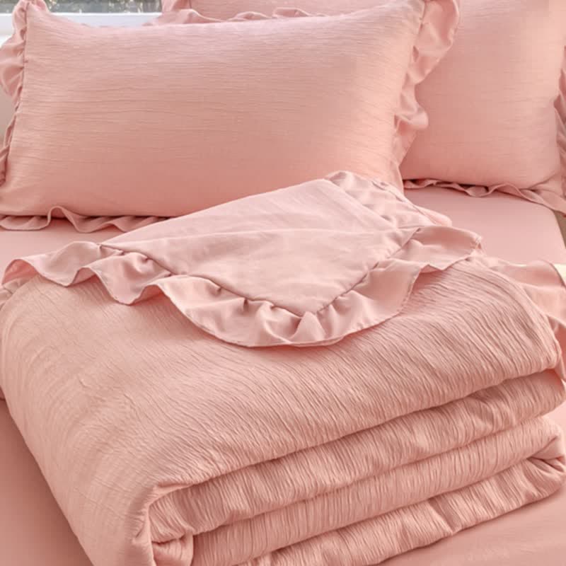 Solid Color Ruffled Summer Lightweight Quilt