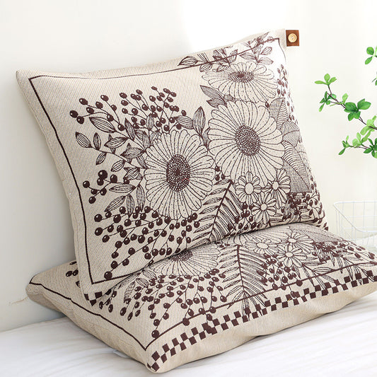 Cotton Gauze Jacquard Floral Pillowcase(2PCS)