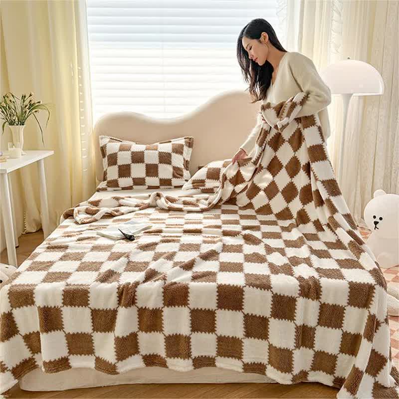Modern Plaid Soft Flannel Throw Blanket