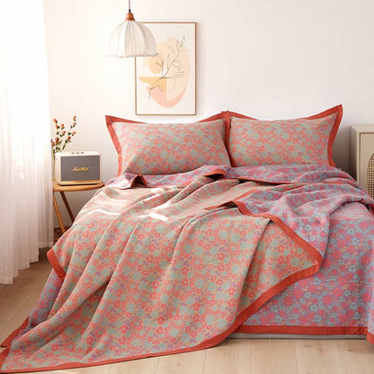 Floral Jacquard Cotton Gauze Reversible Quilt