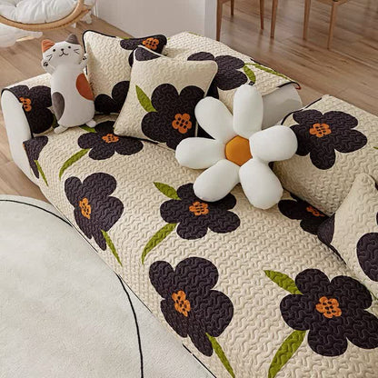 Rustic Floral Cotton Anti-slip Sofa Cover