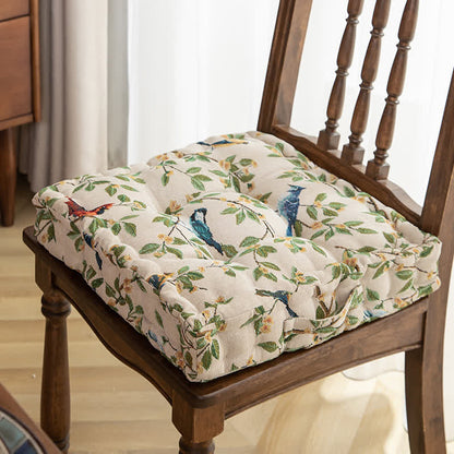 Bird Leaf Jacquard Chair Pad Floor Cushion