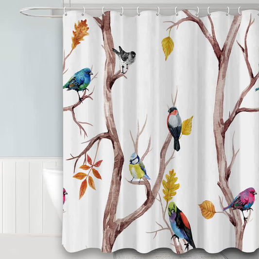 Natural Style Bird & Tree Branches Shower Curtain