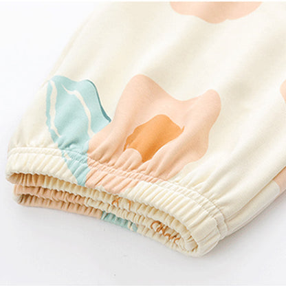 Cute Flower Print Cotton Loungewear Set