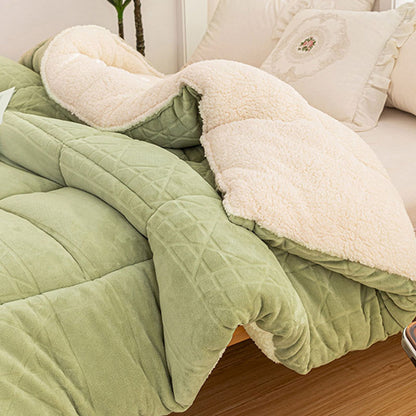 Thick Warm Plush Fleece Blanket with Quilt Core