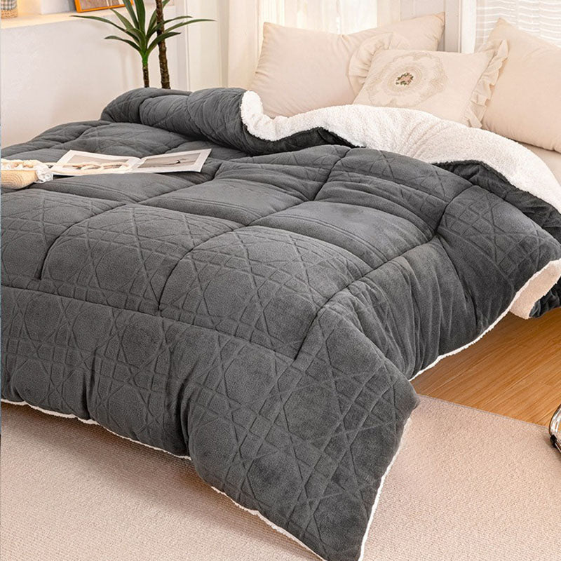 Thick Warm Plush Fleece Blanket with Quilt Core