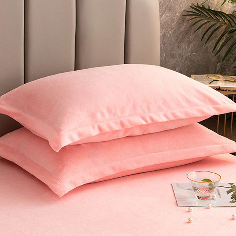 Solid Color Velvety Decorative  Pillowcases(2PCS)