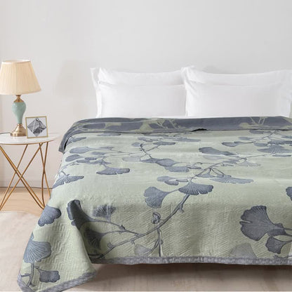 Ginkgo Leaf Cotton Gauze Reversible Quilt