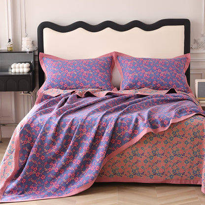 Floral Jacquard Cotton Gauze Reversible Quilt