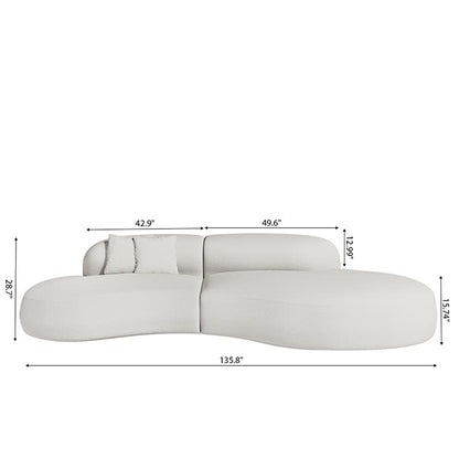 136" Curved Sofas Couch Chaise Lounge