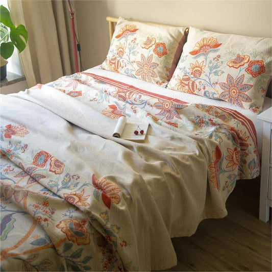 Rustic Flower Breathable Cotton Gauze Quilt