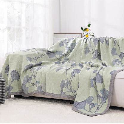 Ginkgo Leaf Cotton Gauze Reversible Quilt