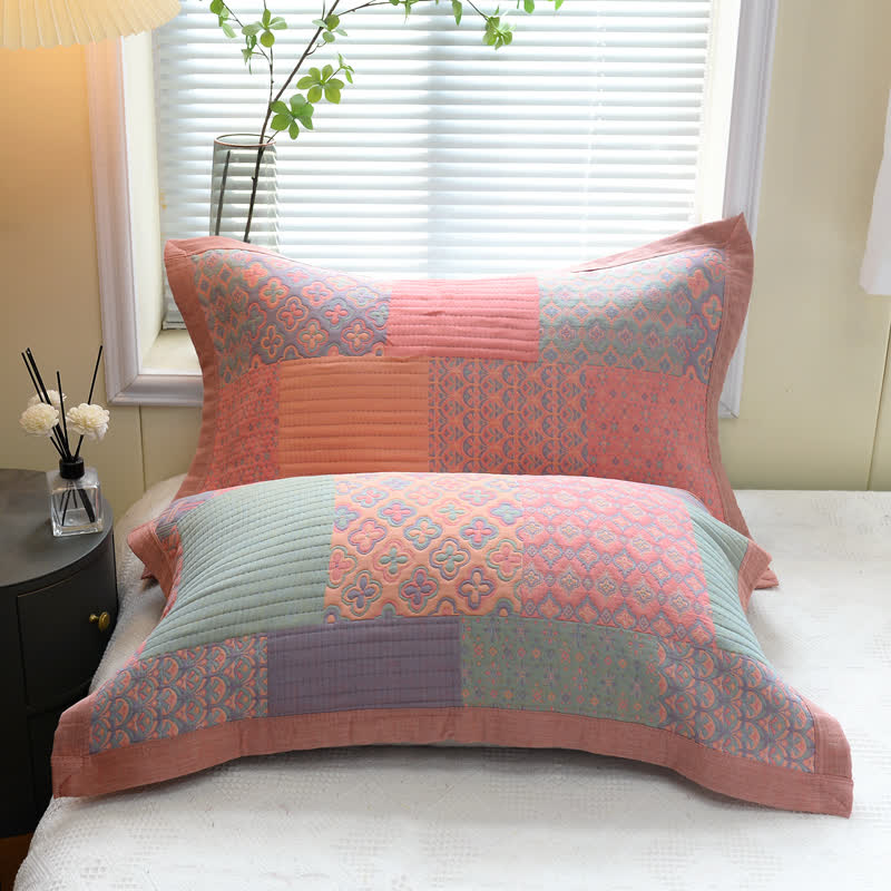 Colorful Square Pattern Cotton Reversible Quilt