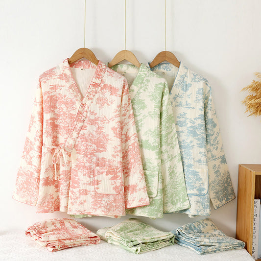 Refresh Cotton Gauze Kimono Pajama Set