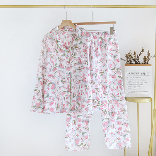 Floral Tulip Cotton Gauze Pajama Set