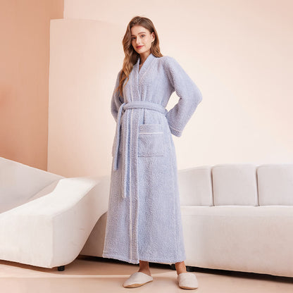 Comfy Fleece Solid Color Long Bathrobe