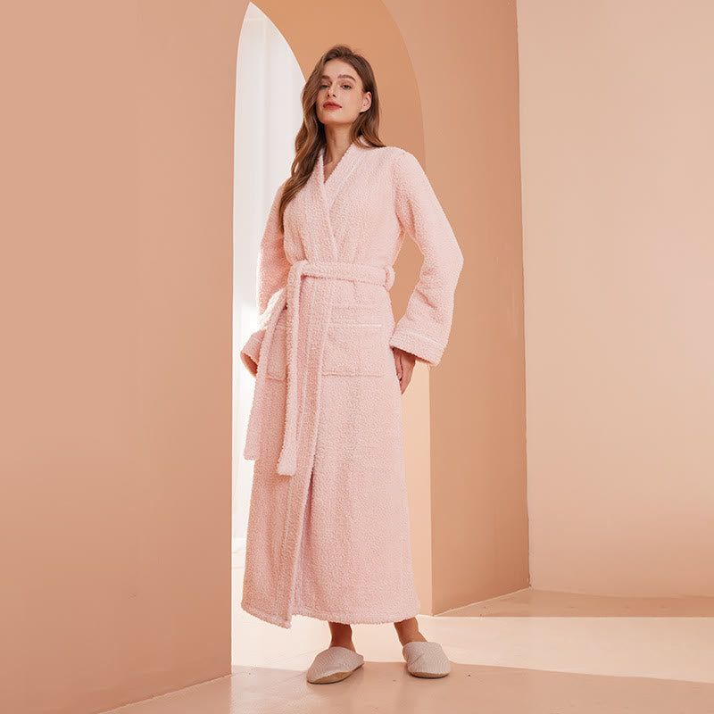 Comfy Fleece Solid Color Long Bathrobe