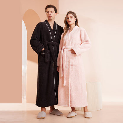 Comfy Fleece Solid Color Long Bathrobe