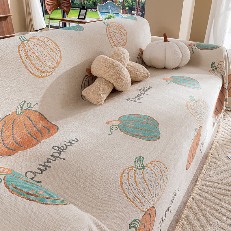 Halloween Pumpkin Chenille Sofa Cover