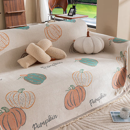 Halloween Pumpkin Chenille Sofa Cover