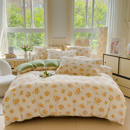 Refresh Flower Warm Velvet Bedding Set(4PCS)