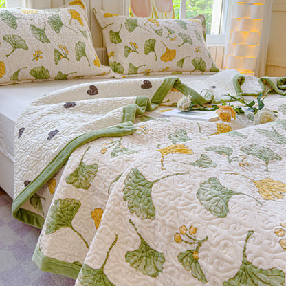 Rustic Ginkgo Leaf Velvet Bedding Set(4PCS)