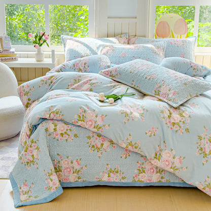 Winter Velvet Elegant Floral Bedding Set(4PCS)