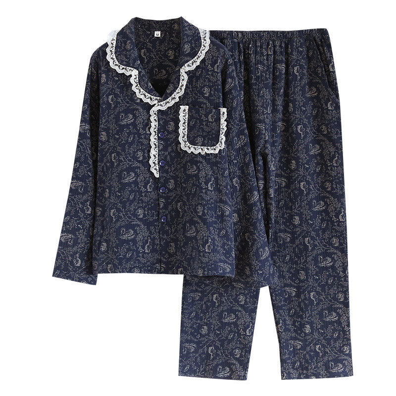 Rural Swan Flower Cotton Pajama Set