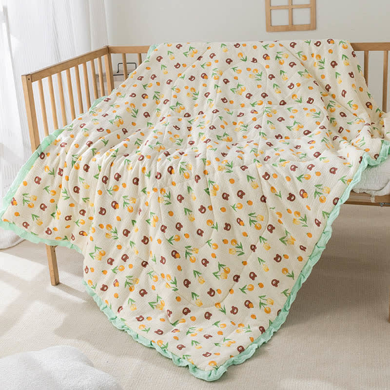 Lovely Tulip Bear Comfort Baby Quilt