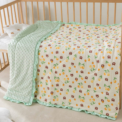 Lovely Tulip Bear Comfort Baby Quilt