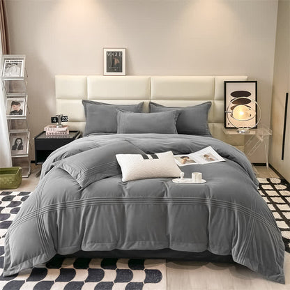 Fluffy Solid Color Flannel Bedding Set(4PCS)