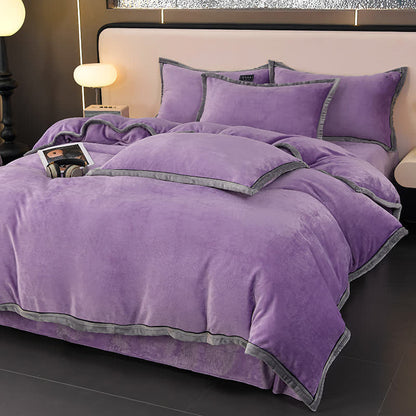 Winter Fleece Solid Color Bedding Set(4PCS)